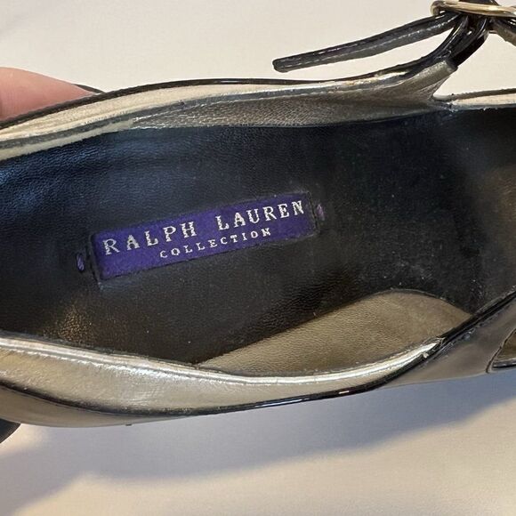 Ralph Lauren Collection Black and Gold Pointed Toe Stiletto Heel Pumps - Picture 7 of 8